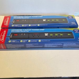 NIB Set of Two Advanced 7-Outlet Power Strips with Surge Protector